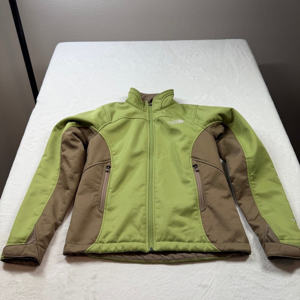 The North Face Apex Softshell Jacket Womens Small Green Brown Good Fleece Lined